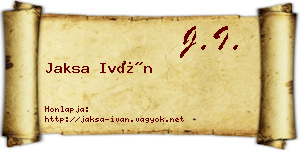 Jaksa Iván névjegykártya