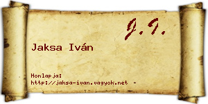 Jaksa Iván névjegykártya